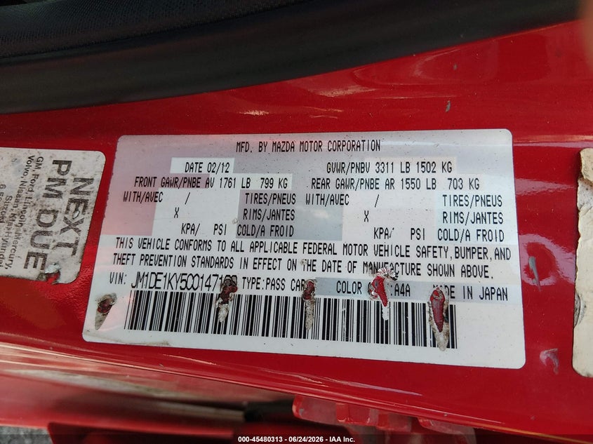 2012 MAZDA 2 HATCHBACK 1.5L I-4 DOHC, VVT, 100HP