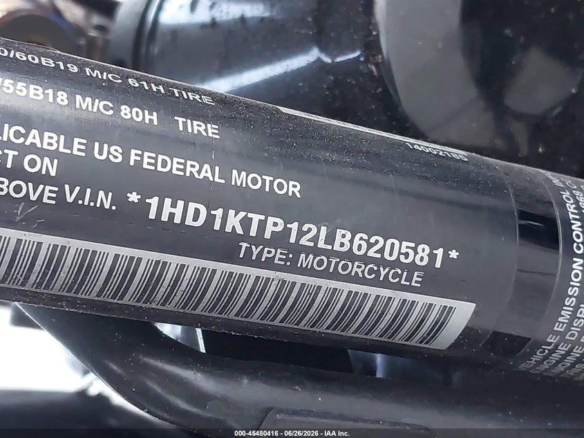 2020 Harley-Davidson Fltrxs VIN: 1HD1KTP12LB620581 Lot: 45480416