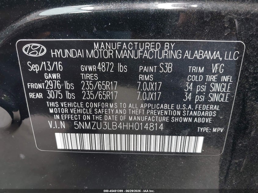 2017 HYUNDAI SANTA FE SPORT 2.4L — Photo 9