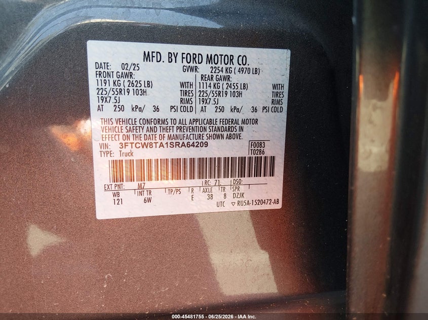 2025 FORD MAVERICK TRUCK 2.0L I-4 DI, DOHC, VVT, TURBO, 250HP