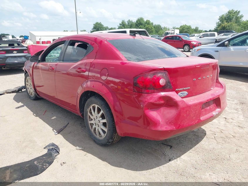 Vin: 1c3cdzab7dn603661, lot: 45979949, dodge avenger se 20133