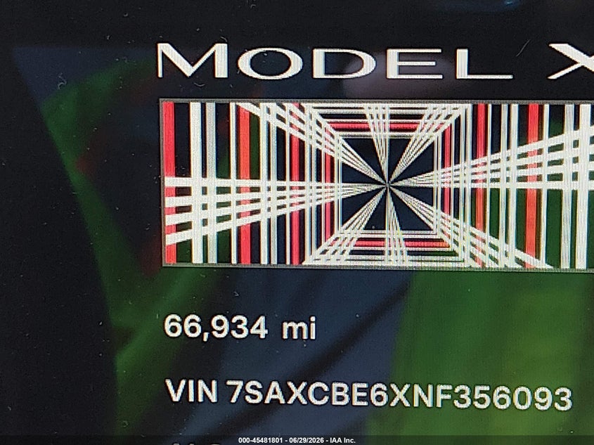 2022 Tesla Model X Plaid Tri Motor All-Wheel Drive VIN: 7SAXCBE6XNF356093 Lot: 45481801