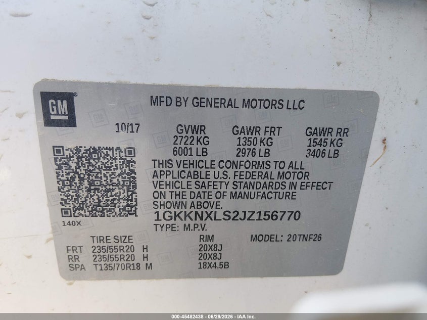 2018 GMC ACADIA SPORT UTILITY VEHICLE 3.6L V-6 DI, DOHC, VVT, 310HP