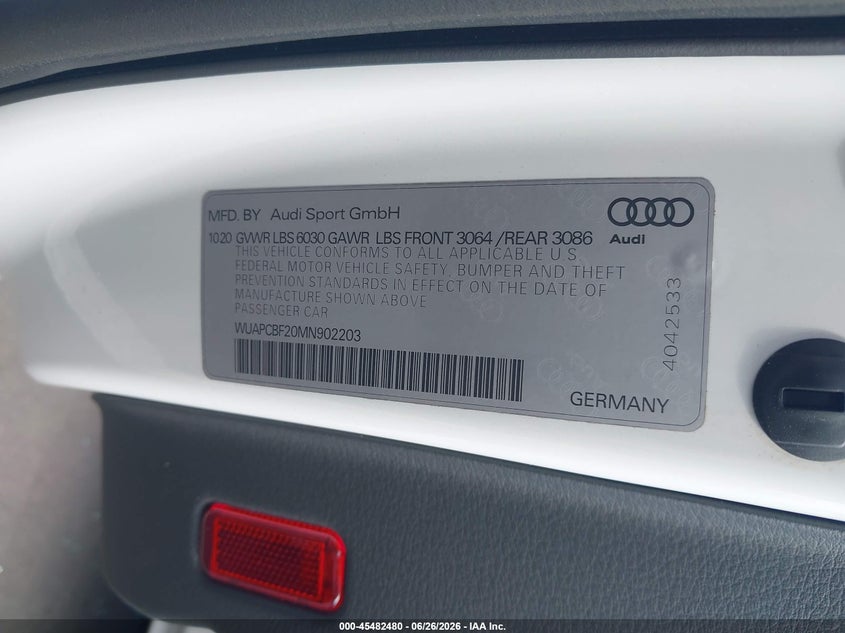 2021 Audi Rs 7 Sportback Tfsi Quattro Tiptronic VIN: WUAPCBF20MN902203 Lot: 45482480
