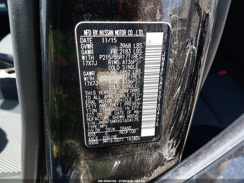 2016 Nissan Juke S VIN: JN8AF5MRXGT604175 Lot: 45483182
