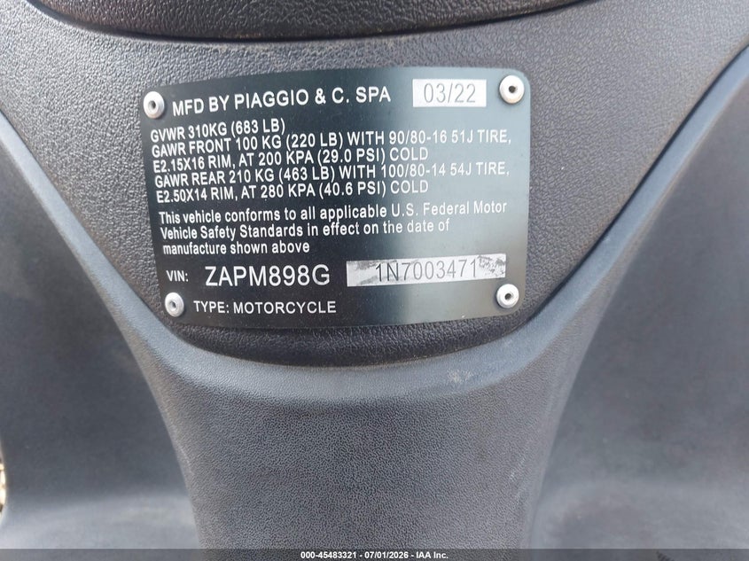 2022 Piaggio Liberty 150/150 S/150 Baci Perugina VIN: ZAPM898G1N7003471 Lot: 45483321