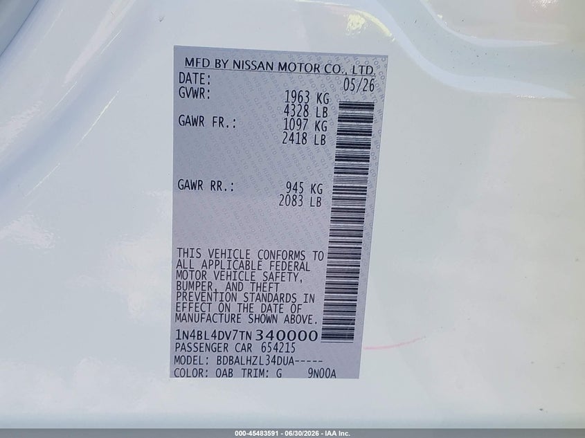 2026 NISSAN ALTIMA SV FWD — Photo 9