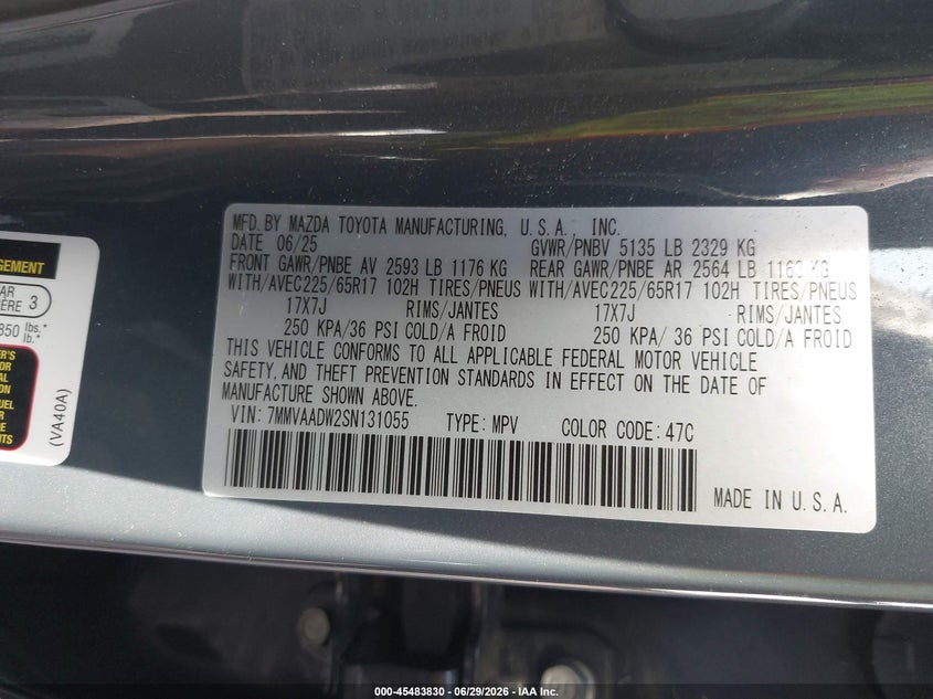 2025 Mazda Cx-50 Hybrid Premium Package VIN: 7MMVAADW2SN131055 Lot: 45483830