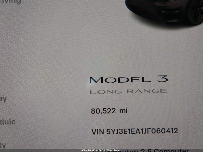 2018 Tesla Model 3 Long Range/Mid Range VIN: 5YJ3E1EA1JF060412 Lot: 45483928