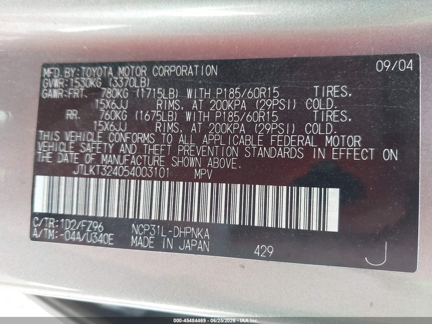 2005 Scion Xb VIN: JTLKT324054003101 Lot: 45484469