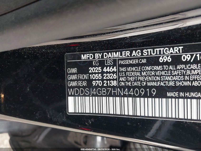 2017 Mercedes-Benz Cla 250 4Matic VIN: WDDSJ4GB7HN440919 Lot: 45484734