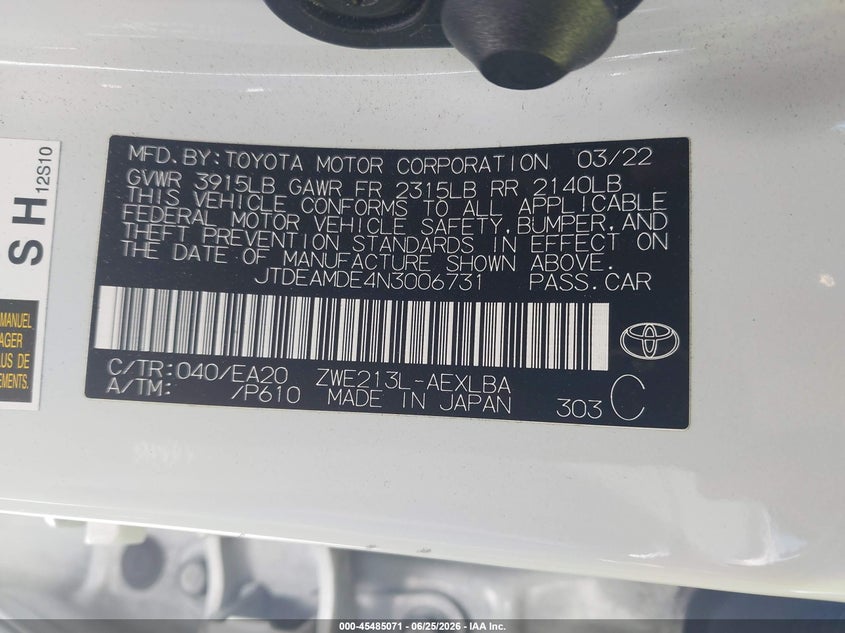 2022 TOYOTA COROLLA HYBRID LE — Photo 9