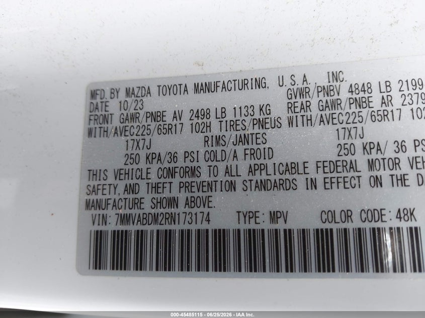 2024 Mazda Cx-50 2.5 S Premium VIN: 7MMVABDM2RN173174 Lot: 45485115