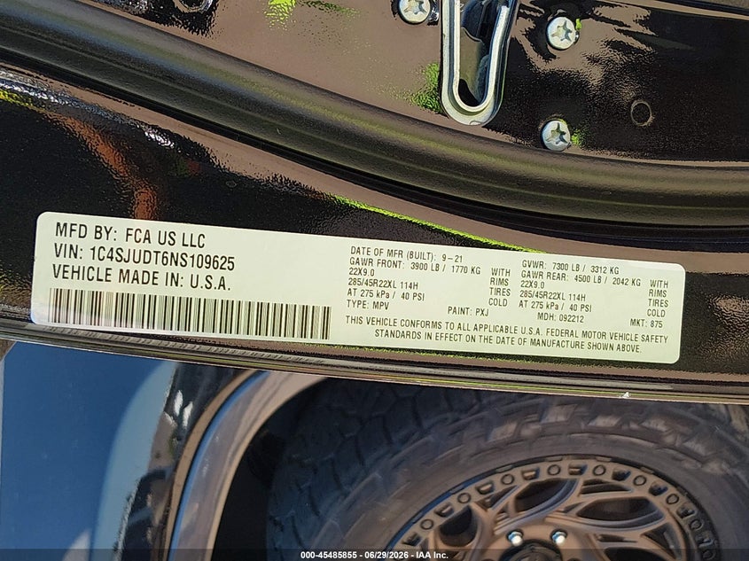2022 Jeep Wagoneer Series Iii 4X2 VIN: 1C4SJUDT6NS109625 Lot: 45485855