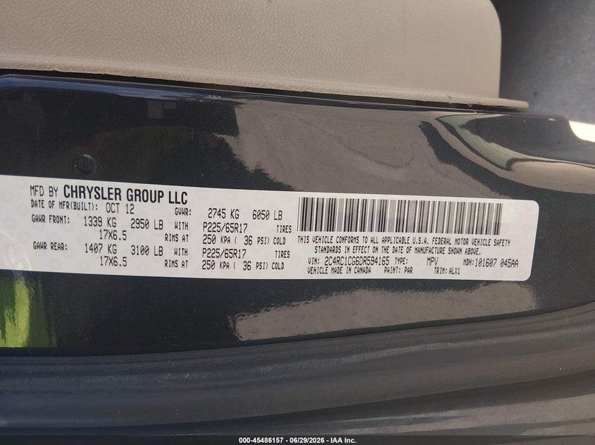 2013 CHRYSLER TOWN & COUNTRY auction photo 8