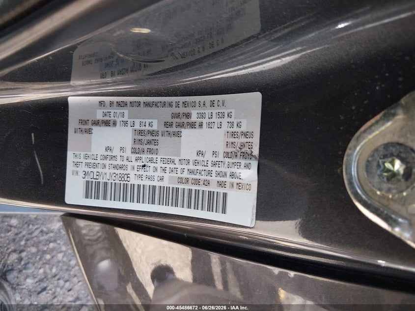 2018 Toyota Yaris Ia VIN: 3MYDLBYV1JY318805 Lot: 45486672