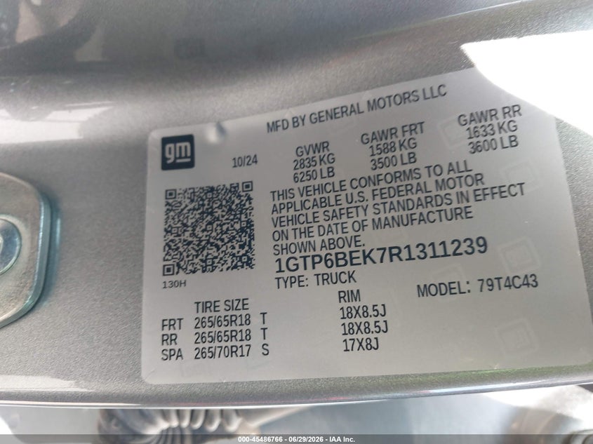 2024 GMC Canyon 4Wd Elevation VIN: 1GTP6BEK7R1311239 Lot: 45486766