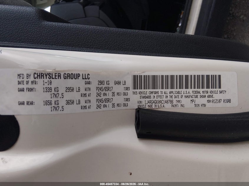 2010 Jeep Commander Sport VIN: 1J4RG4GK0AC140786 Lot: 45487334