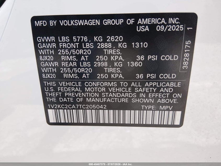 2026 Volkswagen Atlas Cross Sport Se With Technology VIN: 1V2KC2CA7TC205042 Lot: 45487379
