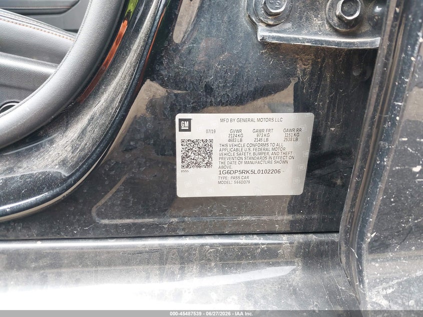 2020 Cadillac Ct5 Sport VIN: 1G6DP5RK5L0102206 Lot: 45487539