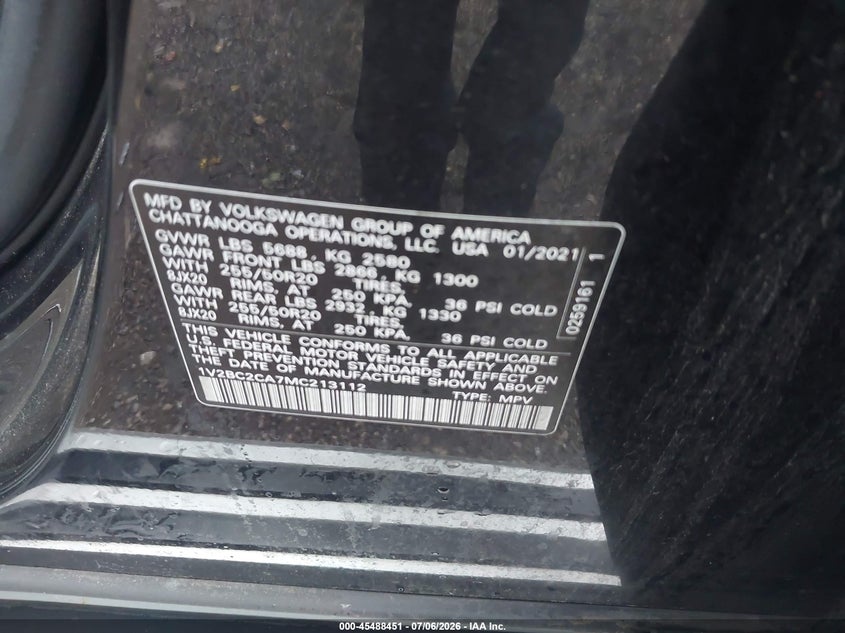 2021 Volkswagen Atlas Cross Sport 2.0T Sel VIN: 1V2BC2CA7MC213112 Lot: 45488451