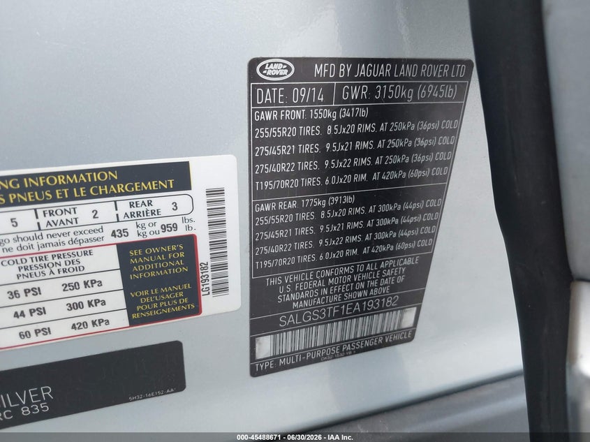 2014 LAND ROVER RANGE ROVER SPORT UTILITY VEHICLE 5.0L V-8 DI, DOHC, VVT, SUPERCHARGER, 510HP