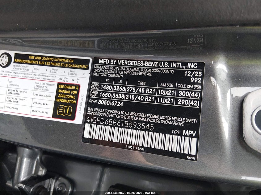 2026 Mercedes-Benz Amg Gle 53 Coupe 4Matic+ VIN: 4JGFD6BB6TB593545 Lot: 45488962