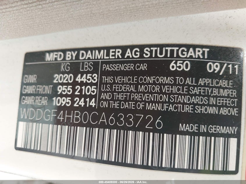 MERCEDES-BENZ C 250 2012 VIN WDDGF4HB0CA633726