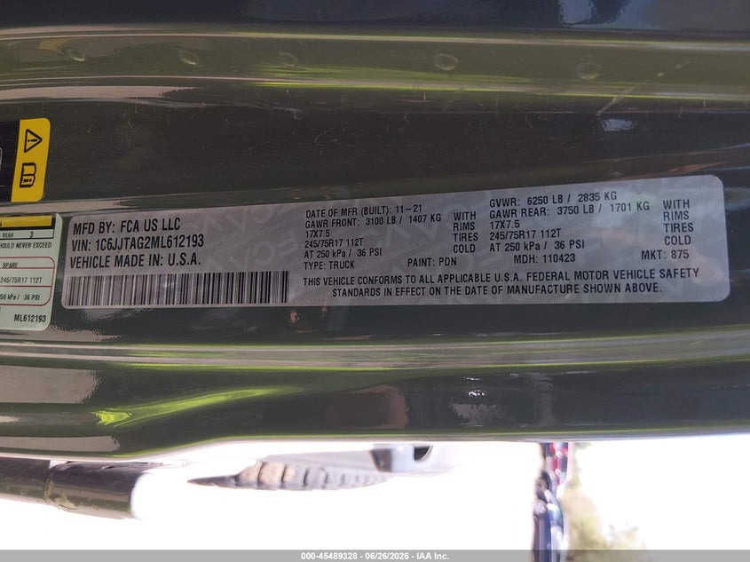2021 JEEP GLADIATOR CABRIO 3.6L V-6 DOHC, VVT, 285HP