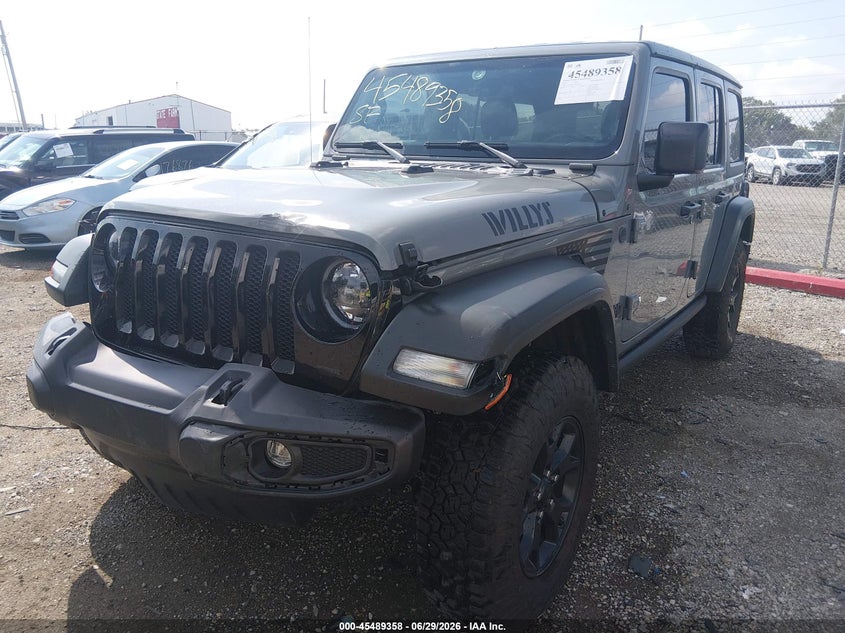 2023 Jeep Wrangler 4-Door Willys 4X4, Front End, IAAI, VIN 1C4HJXDM7PW534416 — photo 2