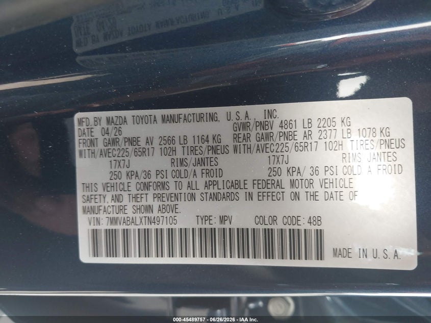 2026 Mazda Cx-50 2.5 S Select VIN: 7MMVABALXTN497105 Lot: 45489757