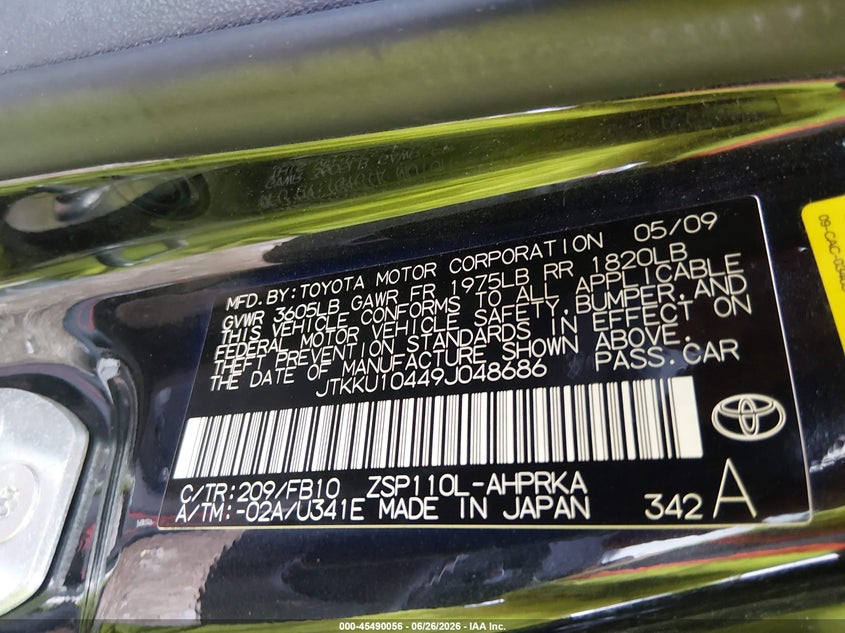 2009 Scion Xd VIN: JTKKU10449J048686 Lot: 45490056