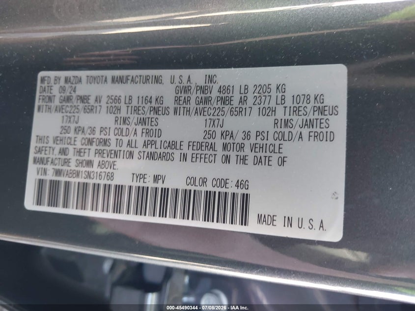 2025 Mazda Cx-50 2.5 S Preferred Package VIN: 7MMVABBM1SN316768 Lot: 45490344