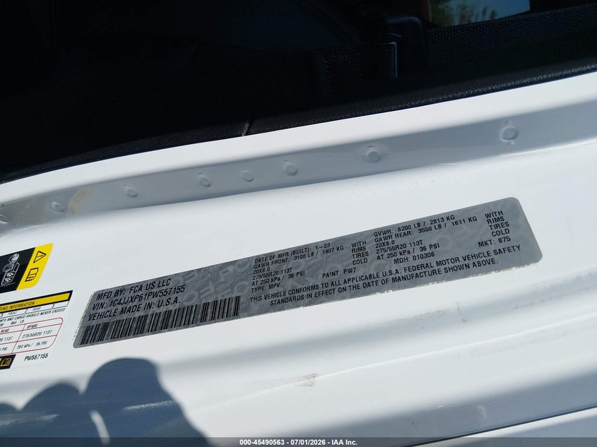 2023 Jeep Wrangler 4Xe Sahara 4X4 VIN: 1C4JJXP61PW557155 Lot: 45490563
