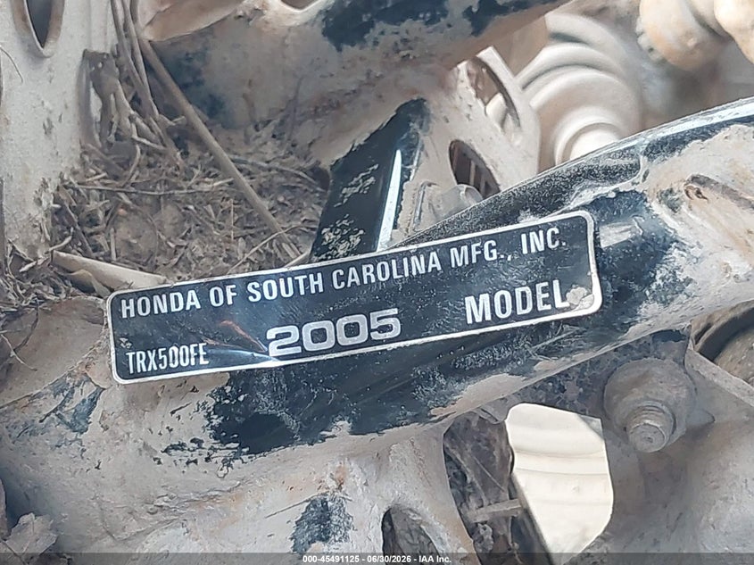 2005 Honda Trx500 Fm VIN: 1HFTE317954006669 Lot: 45491125