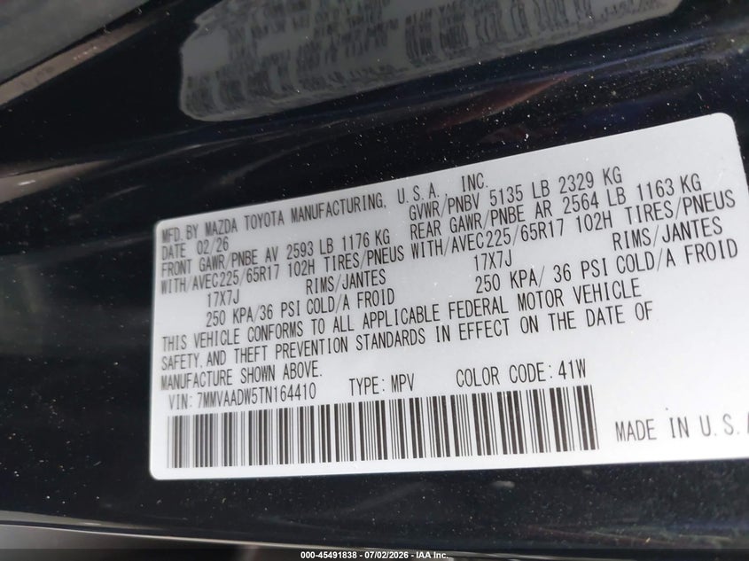 2026 Mazda Cx-50 Hybrid Premium VIN: 7MMVAADW5TN164410 Lot: 45491838
