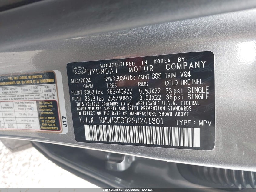 2025 Genesis Gv80 2.5T Prestige Awd VIN: KMUHCESB2SU241301 Lot: 45492545
