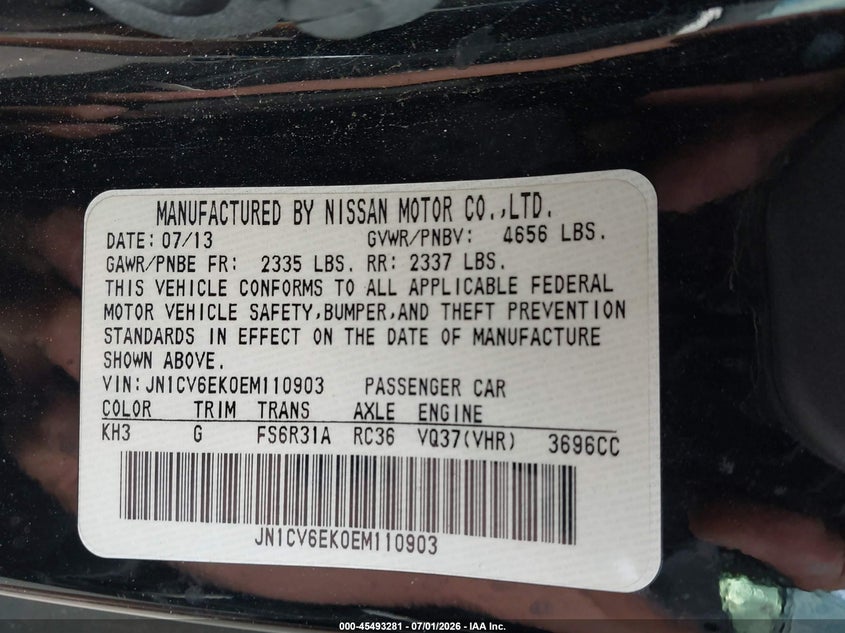 2014 Infiniti Q60 Sport VIN: JN1CV6EK0EM110903 Lot: 45493281