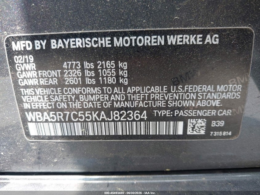 2019 BMW 3ER SEDAN 2.0L I-4 DI, DOHC, VVT, TURBO, 255HP