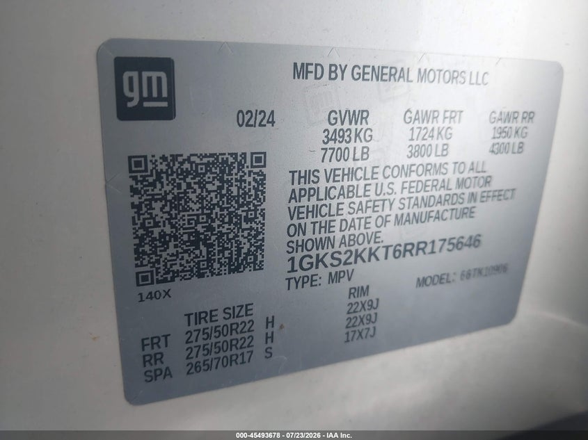 GMC YUKON XL 2024 VIN 1GKS2KKT6RR175646
