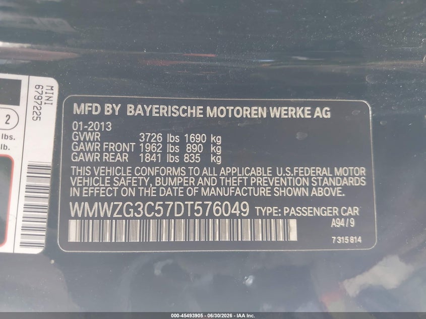 2013 Mini Clubman Cooper S VIN: WMWZG3C57DT576049 Lot: 45493905