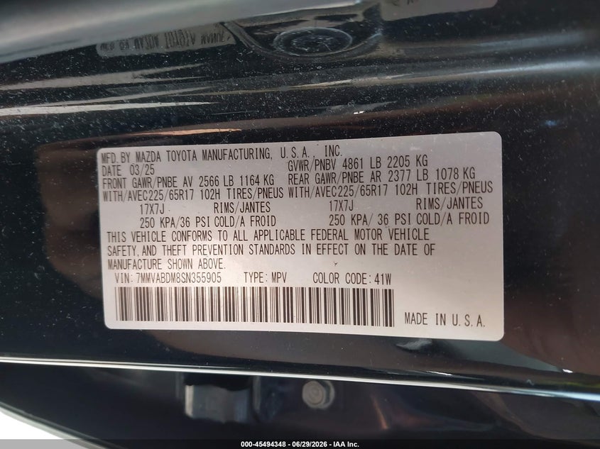 2025 Mazda Cx-50 2.5 S Premium Package VIN: 7MMVABDM8SN355905 Lot: 45494348