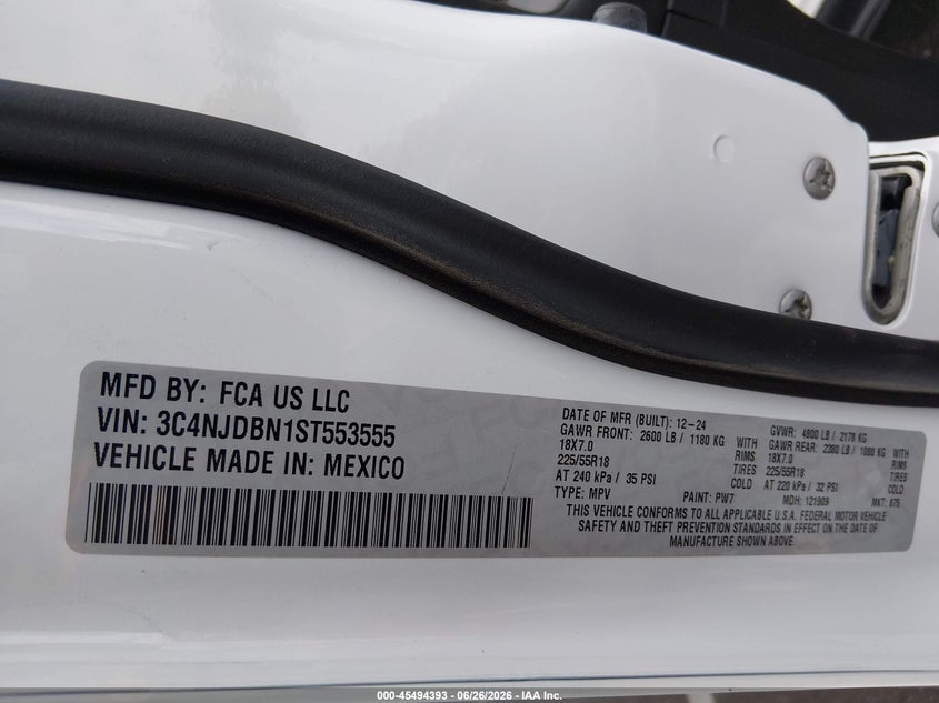 2025 JEEP COMPASS SPORT UTILITY VEHICLE 2.0L I-4 DI, DOHC, VVT, TURBO, 200HP