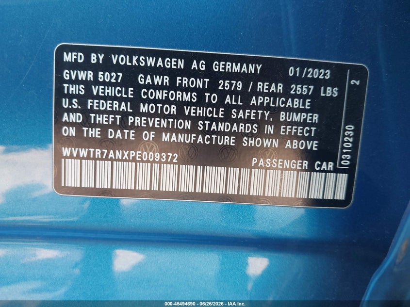 2023 Volkswagen Arteon 2.0T Sel Premium R-Line VIN: WVWTR7ANXPE009372 Lot: 45494690