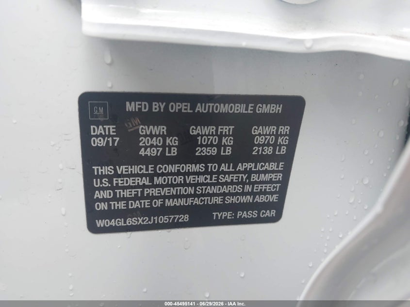2018 Buick Regal Sportback Preferred VIN: W04GL6SX2J1057728 Lot: 45495141