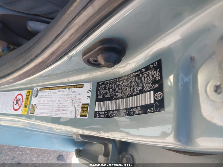 2014 TOYOTA PRIUS V (+) WAGON 1.8L I-4 DOHC, VVT, 98HP