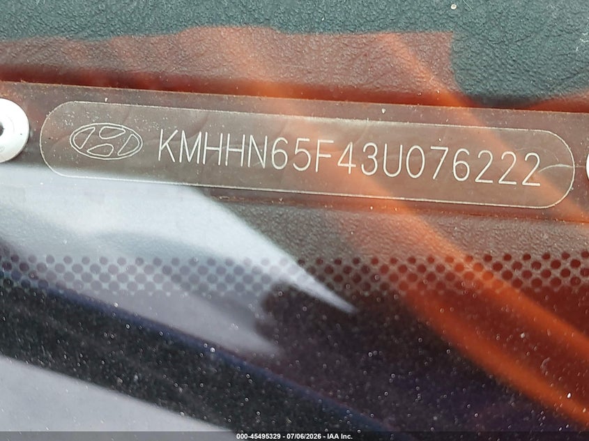 2003 Hyundai Tiburon Gt V6 VIN: KMHHN65F43U076222 Lot: 45495329
