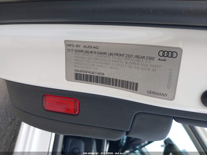 AUDI A4 2018 VIN WAUKMAF46JA114638