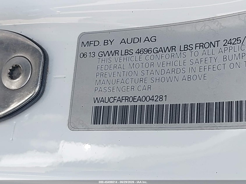 2014 Audi A5 2.0T Premium VIN: WAUCFAFR0EA004281 Lot: 45496514