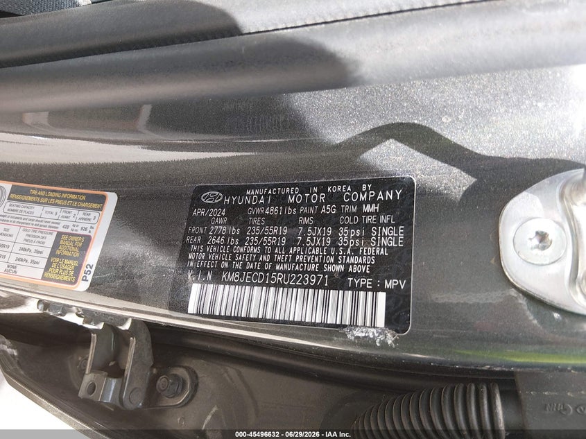 HYUNDAI TUCSON HYBRID 2024 VIN KM8JECD15RU223971